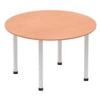 Round Meeting Table Beech MFC Post Legs Silver Impulse 1200 x 1200 x 730mm