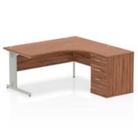 Dynamic Corner Right Hand Desk Walnut MFC Cable Managed Cantilever Leg Grey Frame Impulse 2030/1200 x 800/600 x 730mm