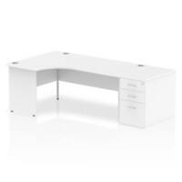 dynamic Impulse Left Hand Desk Corner White Base panel 3 Drawers 1 Pedestal 2,230 (W) x 1,200 (D) x 730 (H) mm MFC (Melamine Faced Chipboard)