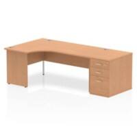 Dynamic Wave Left Hand Office Desk with Panel End Leg Oak MFC Oak Colour Frame Impulse 1800 x 1200 x 730 mm