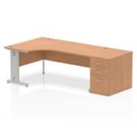 dynamic Impulse Left Hand Desk Freeform Oak Cantilever 3 Drawers 1 Pedestal 2,230 (W) x 1,200 (D) x 730 (H) mm MFC (Melamine Faced Chipboard)