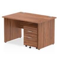 dynamic Impulse Straight Desk Rectangular Walnut Base panel 2 Drawers 1 Pedestal 1,200 (W) x 800 (D) x 730 (H) mm MFC (Melamine Faced Chipboard)