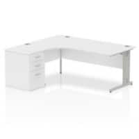 Dynamic Corner Left Hand Desk White MFC Cable Managed Cantilever Leg White Frame Impulse 1800/1630 x 800/600 x 730mm