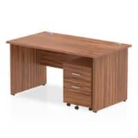 Dynamic Rectangular Straight Desk Walnut MFC Panel End Leg Grey Frame Impulse 1 x 2 Drawer Mobile Pedestal Bundle 1400 x 800 x 730mm