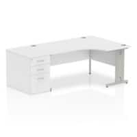 dynamic Impulse Right Hand Desk Rectangular White Cantilever 3 Drawers 1 Pedestal 2,030 (W) x 1,200 (D) x 730 (H) mm MFC (Melamine Faced Chipboard)