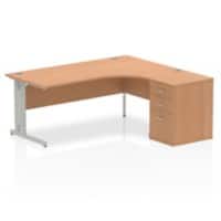 dynamic Impulse Right Hand Desk Freeform Oak Cantilever 3 Drawers 1 Pedestal 1,800 (W) x 1,630 (D) x 730 (H) mm MFC (Melamine Faced Chipboard)