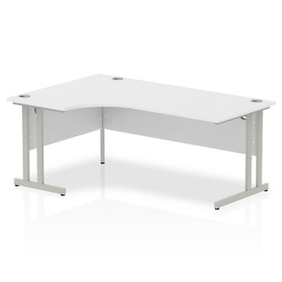 Dynamic Corner Left Hand Crescent Desk White MFC Cantilever Leg White Frame Impulse 1800/1200 x 600/800 x 730mm