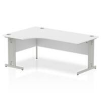 Dynamic Corner Left Hand Crescent Desk White MFC Cable Managed Cantilever Leg Grey Frame Impulse 1800/1200 x 600/800 x 730mm