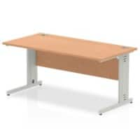 Dynamic Rectangular Office Desk Oak MFC Cable Managed Cantilever Leg Grey Frame Impulse 1600 x 800 x 730mm