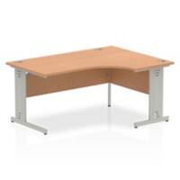 Dynamic Radial Right Hand Crescent Desk Oak MFC Cable Managed Cantilever Leg Grey Frame Impulse 1600/1200 x 600/800 x 730mm