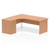 dynamic Impulse Left Hand Desk Freeform Oak Base panel 3 Drawers 1 Pedestal 1,800 (W) x 1,630 (D) x 730 (H) mm MFC (Melamine Faced Chipboard)