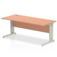 Dynamic Rectangular Office Desk Beech MFC Cable Managed Cantilever Leg Grey Frame Impulse 1800 x 800 x 730mm