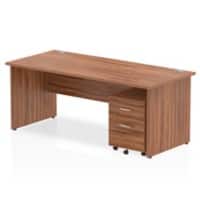 dynamic Impulse Straight Desk Rectangular Walnut Base panel 2 Drawers 1 Pedestal 1,800 (W) x 800 (D) x 730 (H) mm MFC (Melamine Faced Chipboard)