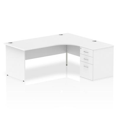 Dynamic Corner Right Hand Desk White MFC Panel End Leg White Frame Impulse 1800/1630 x 800/600 x 730mm