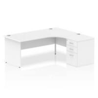 Dynamic Corner Right Hand Desk White MFC Panel End Leg White Frame Impulse 1800/1630 x 800/600 x 730mm