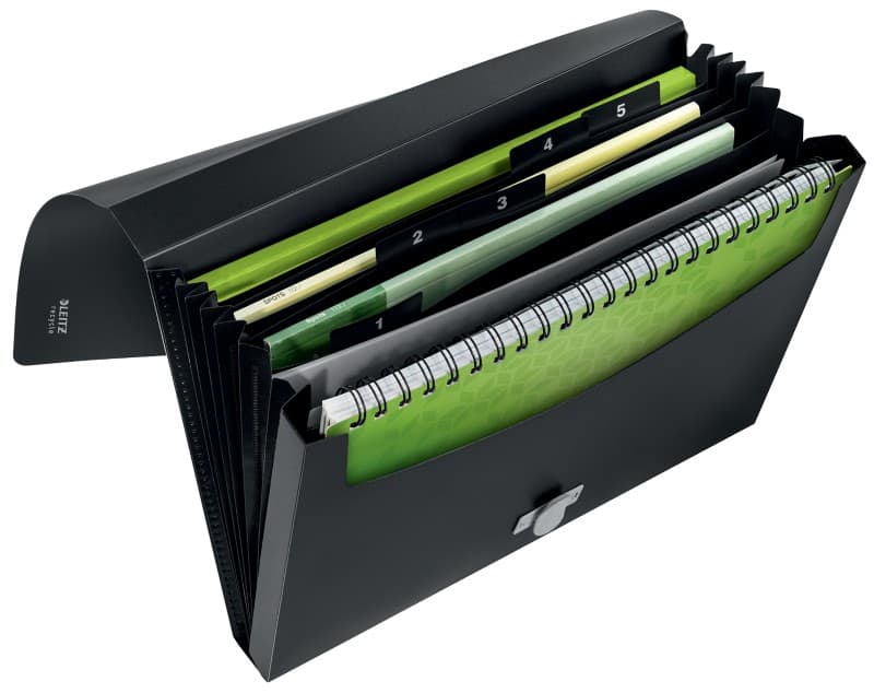 Leitz Recycle Expanding File A4 5 Compartments Black 80% Recycled Plastic
