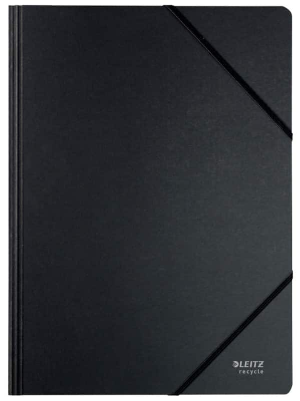 Leitz Recycle Card Folder with Elastic Bands A4 Black 430 gsm 100% Recycled Card
