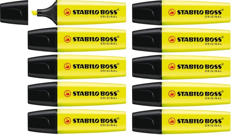 STABILO BOSS ORIGINAL 70/24 Highlighter Yellow Medium Chisel 2-5 mm Refillable Pack of 10