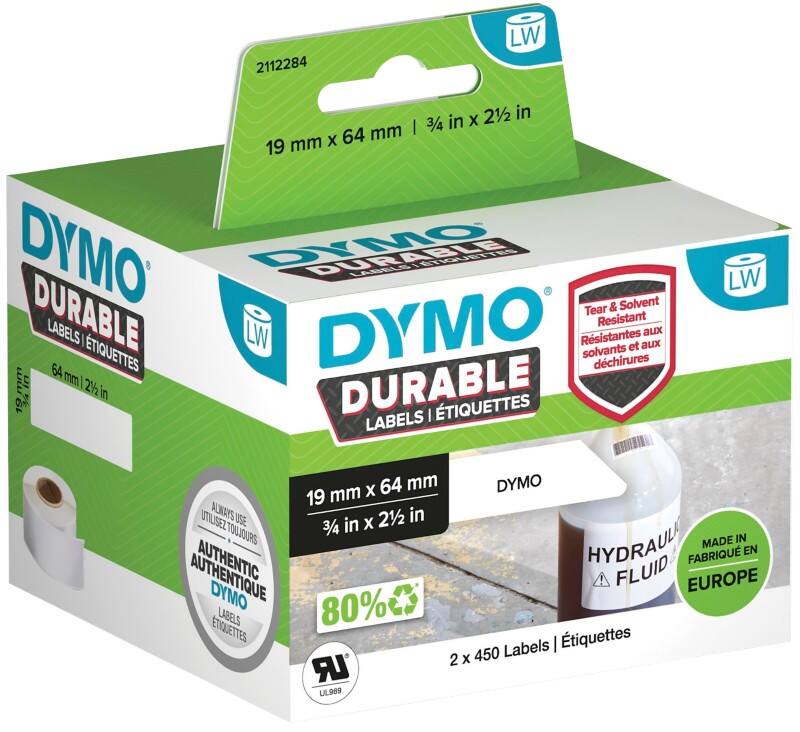 DYMO LW 2112284 Labelling Tape Self Adhesive Black on white 19 x 64 mm
