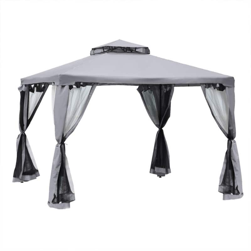 OutSunny Gazebo Double-tier Roof 2.94 x 2.94 x 2.65 m Grey