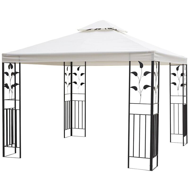 OutSunny Gazebo Double-tier Roof 3 x 3 x 2.6 m Black, Cream