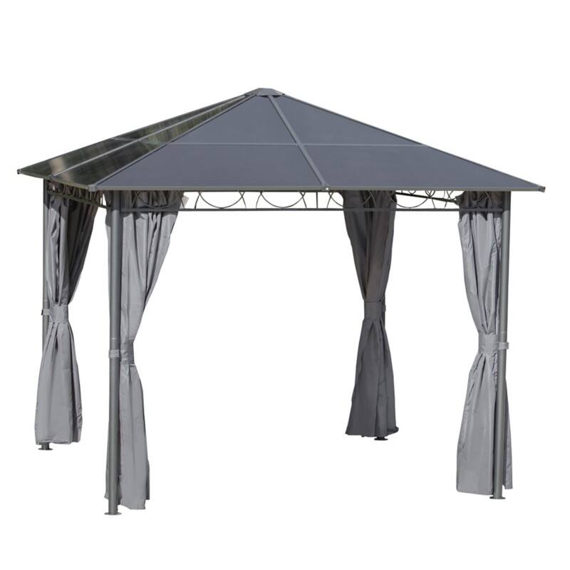 OutSunny Gazebo Hard Roof 3 x 3 x 2.7 m Dark Grey
