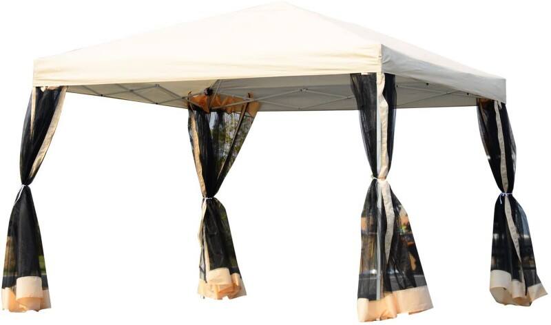 OutSunny Pop-Up Tent Soft Roof 2.97 x 2.97 x 2.55 m Beige