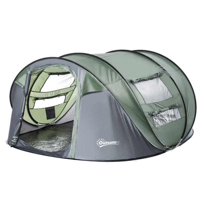 OutSunny Camping Tent A20-169 Dark Green, Grey 263.5 (W) x 220 (D) x 123 (H) cm Water resistant