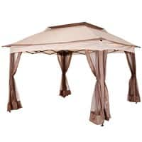 Outsunny Folding gazebo with netting Brown 2650 x 3250 x 3250 mm