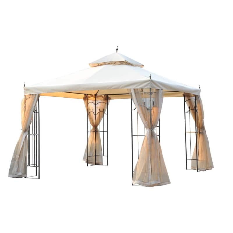 OutSunny Gazebo Double-tier Roof 3 x 3 x 2.75 m Beige