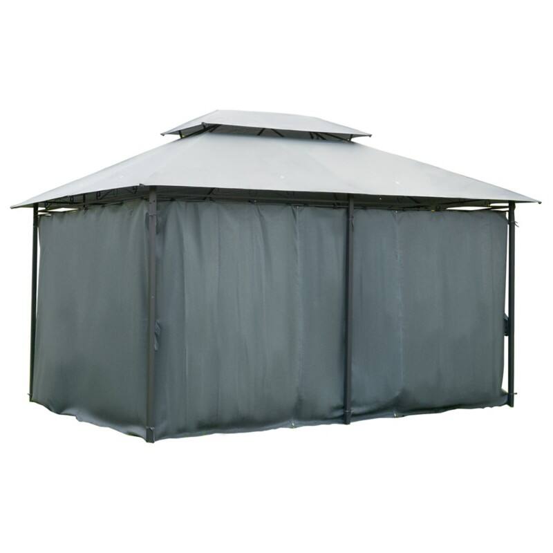 OutSunny Gazebo Double-tier Roof 4 x 3 x 2.6 m Grey
