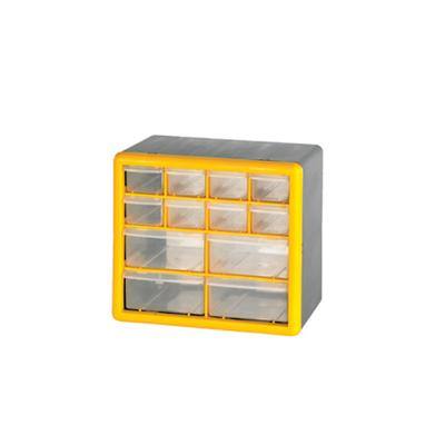 GPC Compartment Storage Box 12 Drawers Grey/Yellow MSB12Z 160 mm x 235 mm x 265 mm (DxHxW)