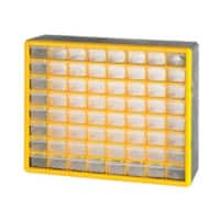 GPC Compartment Storage Box 64 Drawers Grey/Yellow MSB64Z 160 mm x 235 mm x 265 mm (DxHxW)