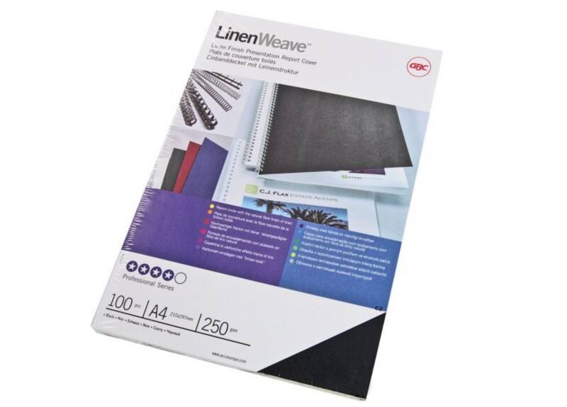 GBC Linen Weave Binding Cover A4 250 gsm Black Pack of 100