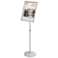 Nobo Premium Plus Freestanding Height Adjustable Snap Display Stand 1902384 A3 Aluminium Silver 140 cm