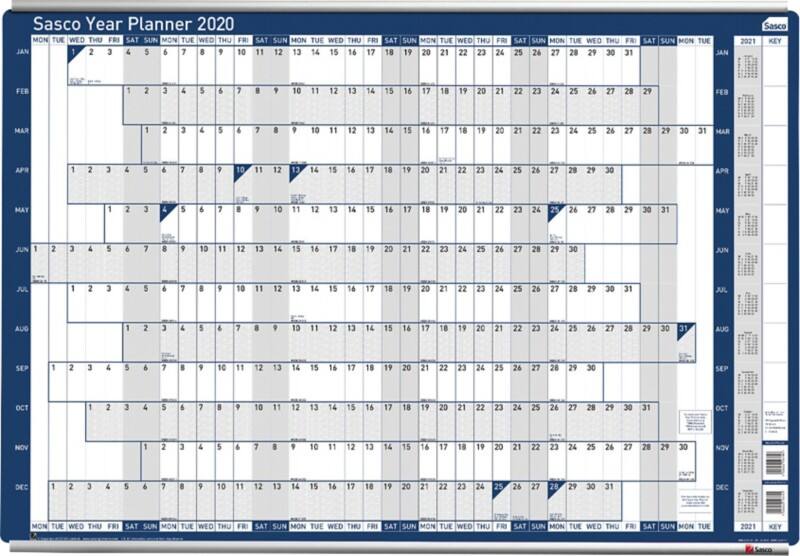 Sasco Chart Rack Mounted Year Planner Aluminium 91.5 cm Pack of 2