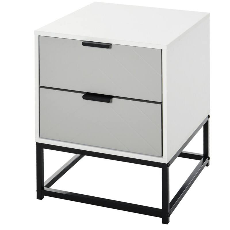 HOMCOM Bedside Table 480 x 400 x 400 mm White