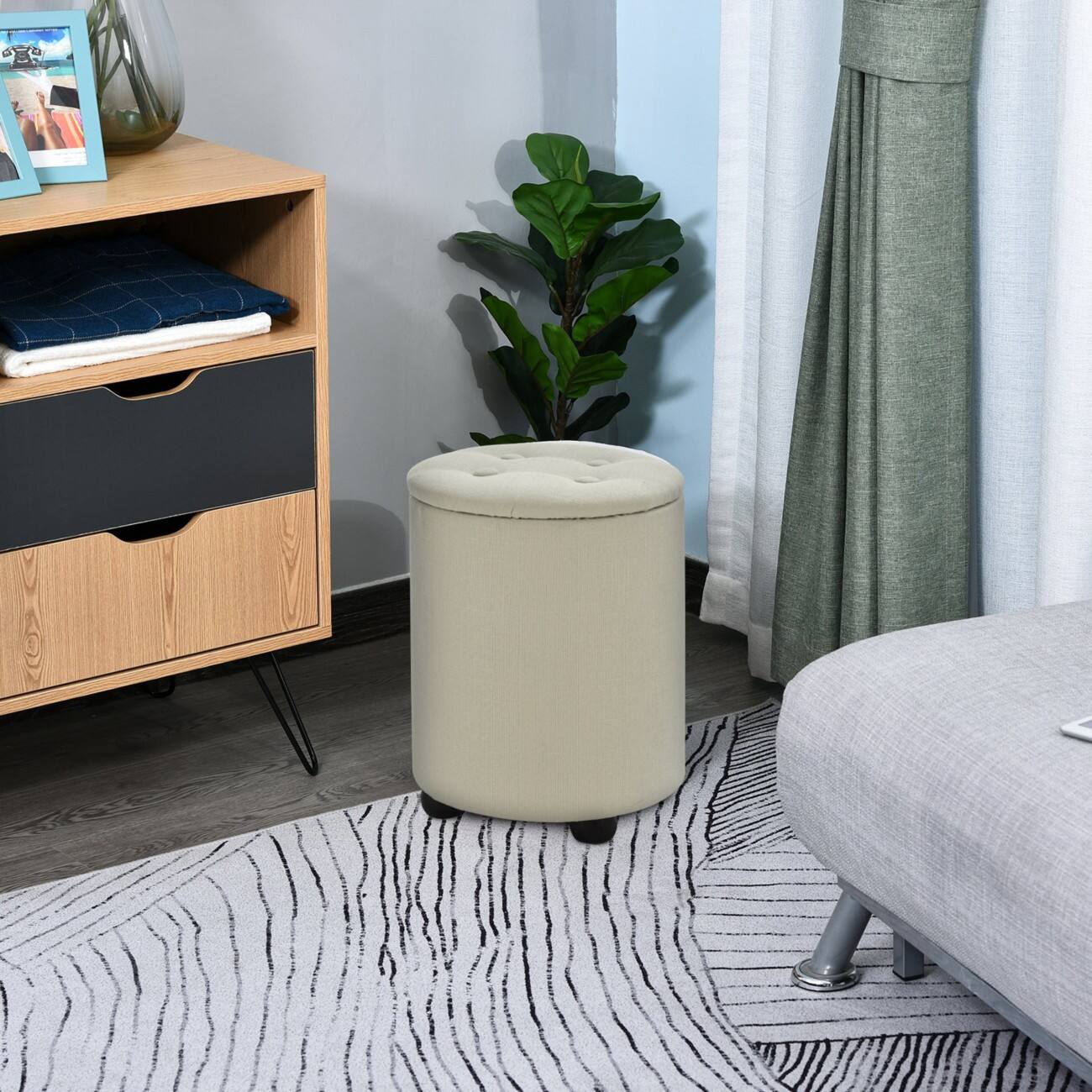 HOMCOM Storage Stool 837-071V70CW 400 mm 300 mm Cream | Viking Direct UK