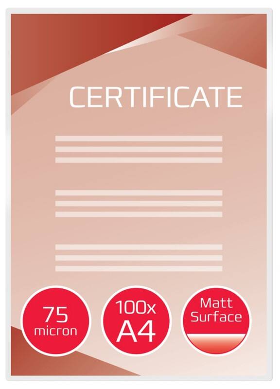 GBC Laminating Pouches A4 Matt 75 (2 x 75 microns) 100 Pouches