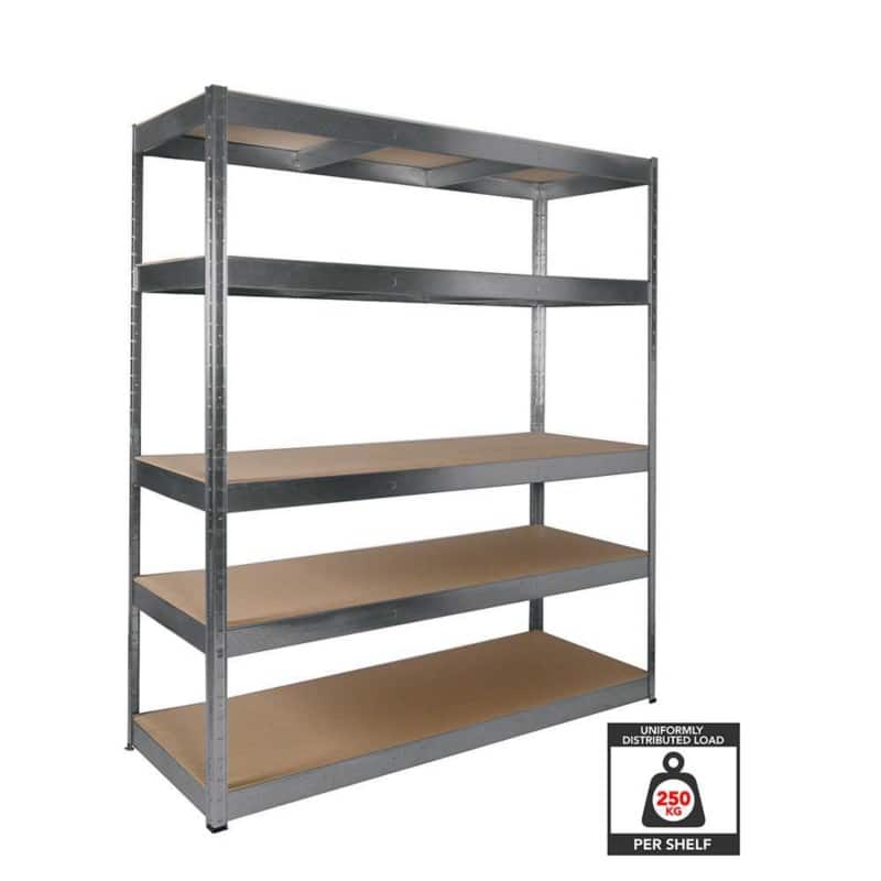 Nautilus Designs Boltless Shelving Unit 5 Shelves Steel 1,600 x 600 x 1,800 mm Silver