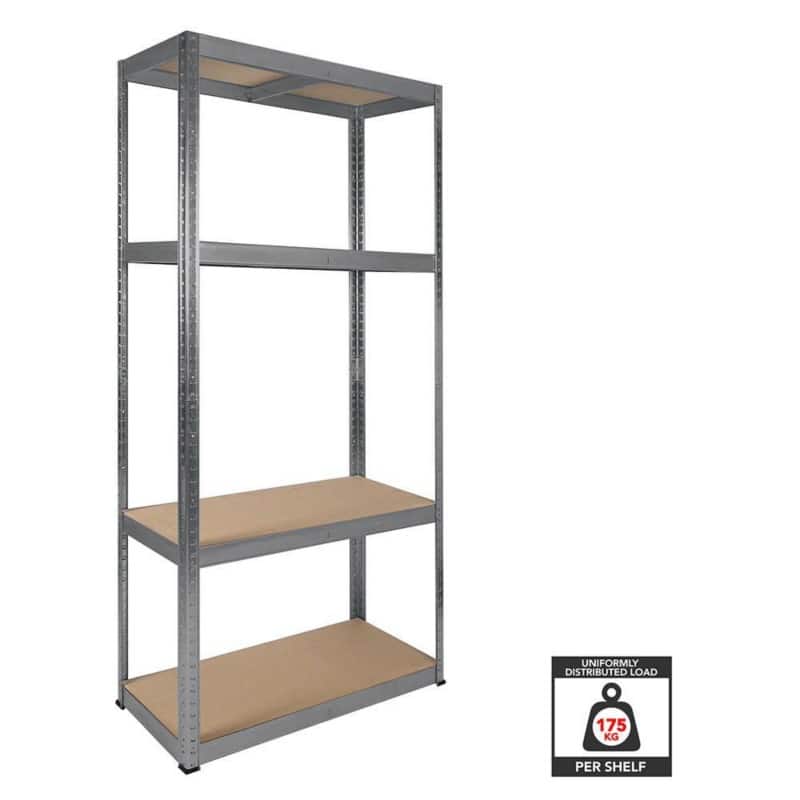Nautilus Designs Boltless Shelving Unit 4 Shelves Steel 750 x 350 x 1,600 mm Silver