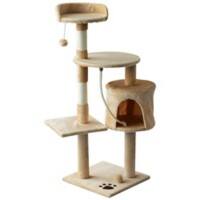 PawHut Cat Tree Beige, White 400 mm x 400 mm x 1140 mm