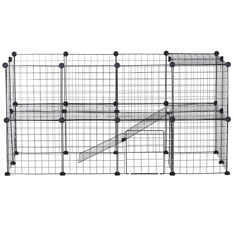 PawHut Pet Playpen Black 730 mm x 1460 mm x 730 mm