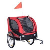 PawHut Pet Trailer Black, Red 730 mm x 1300 mm x 900 mm