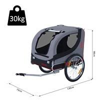 PawHut Pet Trailer Grey, Black 730 mm x 1300 mm x 900 mm