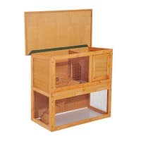 PawHut Rabbit Hutch Vintage Yellow, Green 450 mm x 900 mm x 800 mm