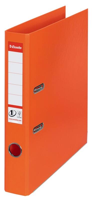 Esselte No.1 Power Narrow Lever Arch File A4 52 mm Orange 2 Rings 811440 Polypropylene Portrait Pack of 10