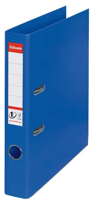 Esselte No.1 Power Narrow Lever Arch File A4 52 mm Blue 2 Rings 811450 Polypropylene Portrait Pack of 10