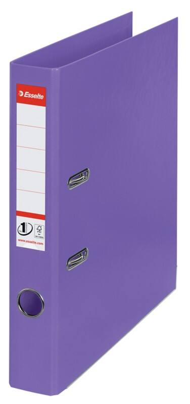 Esselte No.1 Power Narrow Lever Arch File A4 52 mm Violet 2 Rings 811540 Polypropylene Portrait Pack of 10