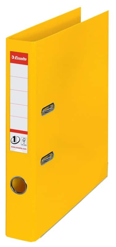 Esselte No.1 Power Narrow Lever Arch File A4 52 mm Yellow 2 Rings 811410 Polypropylene Portrait Pack of 10